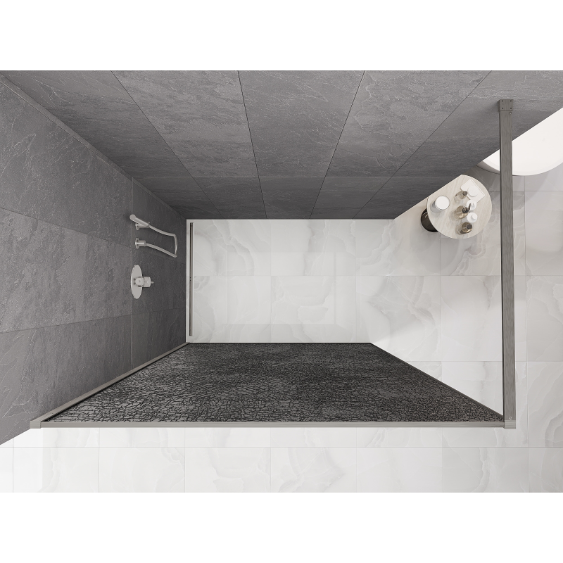 Mexen Kioto Duschwand Walk-in 160 x 200 cm, Crackle Grafit 12 mm, gebürsteter Nickel - 800-160-101-97-44-X