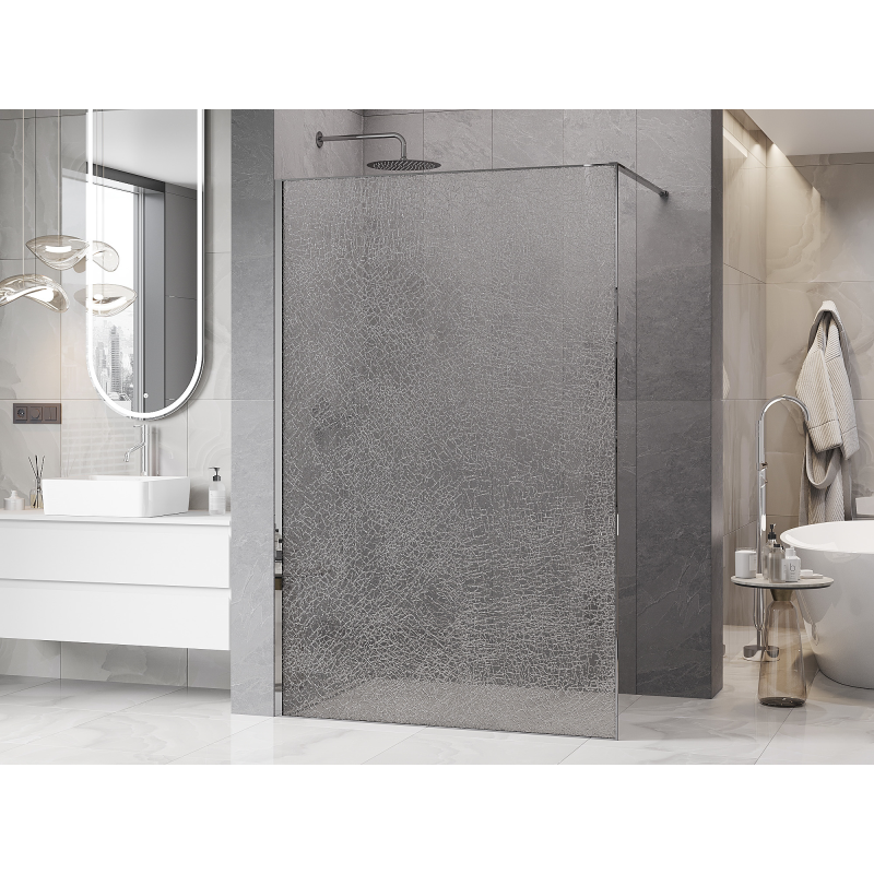 Mexen Kioto Duschwand Walk-in 110 x 200 cm, Crackle transparent 12 mm, Chrom - 800-110-101-01-04-X