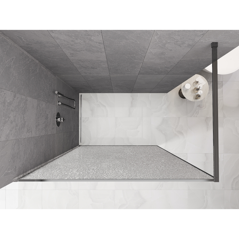 Mexen Kioto Duschwand Walk-in 80 x 200 cm, Crackle Transparent 12 mm, Chrom - 800-080-101-01-04-X