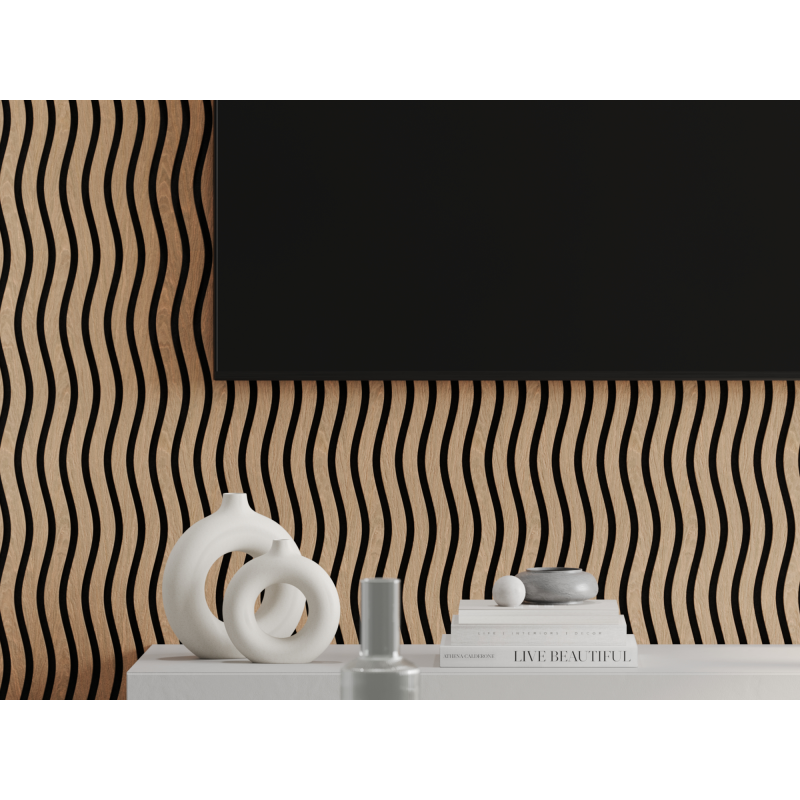 Mexen Lam-SF 01 Akustische Wandpaneele 280 x 30 cm, Filz 9 mm, technisches Furnier, Gebleichte Eiche - S106-280-01-040