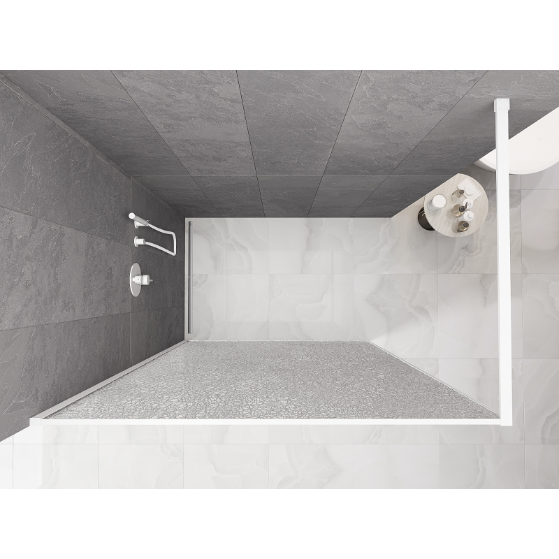 Mexen Kioto Duschwand Walk-in 100 x 200 cm, Crackle transparent 12 mm, weiß - 800-100-101-20-04-X