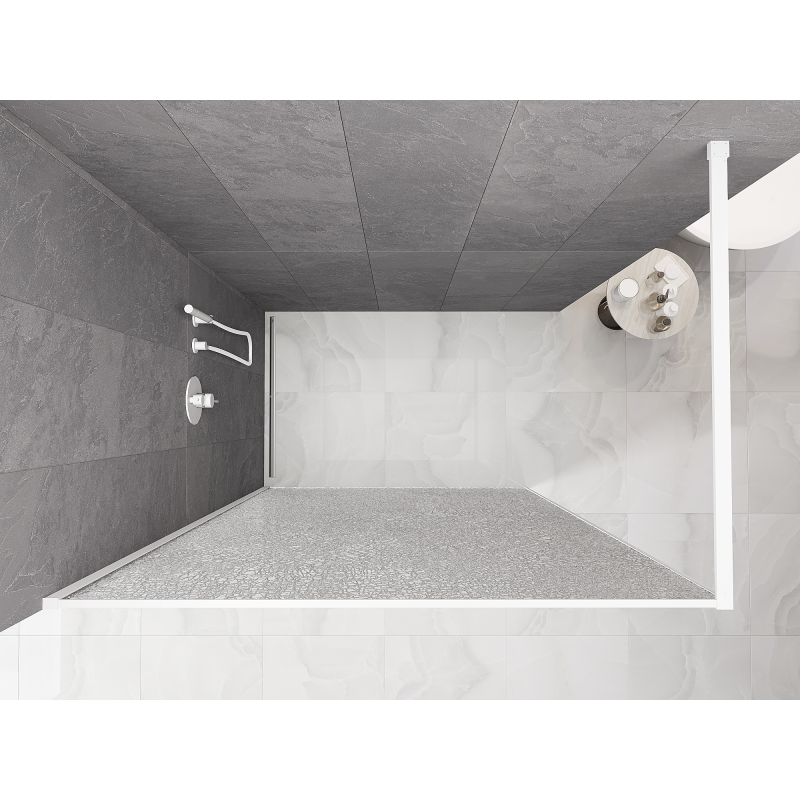 Mexen Kioto Duschwand Walk-in 110 x 200 cm, Crackle Transparent 12 mm, Weiß - 800-110-101-20-04-X