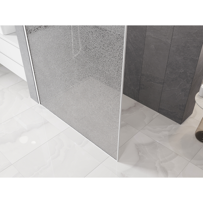 Mexen Kioto Duschwand Walk-in 140 x 200 cm, Crackle transparent 12 mm, weiß - 800-140-101-20-04-X