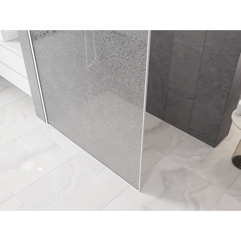 Mexen Kioto Duschwand Walk-in 70 x 200 cm, Crackle transparent 12 mm, weiß - 800-070-101-20-04-X