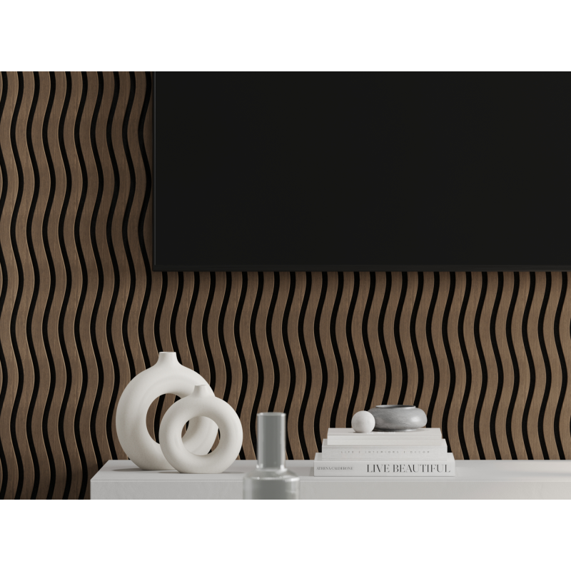 Mexen Lam-SF 01 Akustische Wandpaneele 280 x 30 cm, Filz 9 mm, technisches Furnier, Dunkle Walnuss - S106-280-01-044