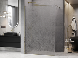 Mexen Kioto Duschwand Walk-in 110 x 200 cm, Crackle transparent 12 mm, gold - 800-110-101-50-04-X