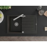 Mexen Bruno Granitspüle 1-beckig mit Abtropffläche und Küchenarmatur Duero, schwarz/goldener Metallic - 6513-75-671600-00