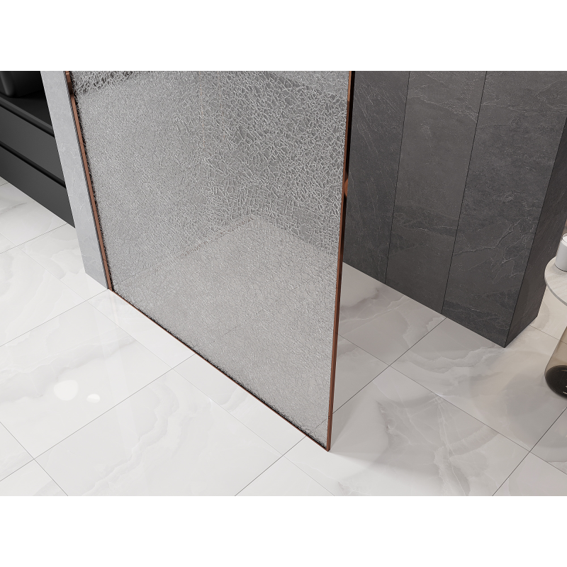 Mexen Kioto Duschwand Walk-in 100 x 200 cm, crackle transparent 12 mm, Roségold - 800-100-101-60-04-X