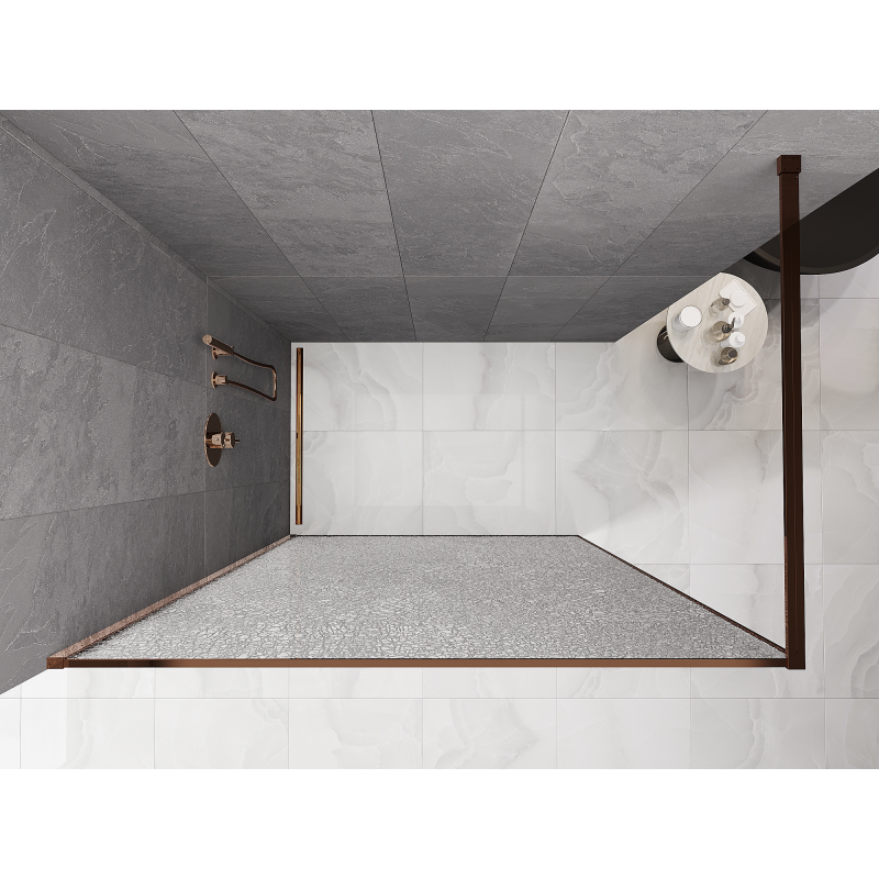 Mexen Kioto Duschwand Walk-in 150 x 200 cm, Crackle Transparent 12 mm, Roségold - 800-150-101-60-04-X