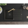 Mexen Bruno Granitspüle 1-Kammer mit Abtropffläche und Küchenarmatur Duero, schwarz/gold Metallic - 6513-75-671600-50-B