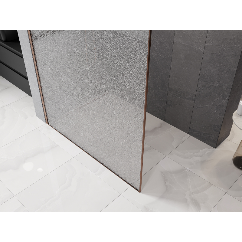 Mexen Kioto Duschwand Walk-in 100 x 200 cm, Crackle Transparent 12 mm, gebürstetes Kupfer - 800-100-101-65-04-X