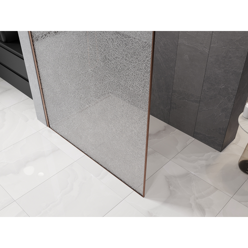 Mexen Kioto Duschwand Walk-in 80 x 200 cm, crackle transparent 12 mm, gebürstetes Kupfer - 800-080-101-65-04-X