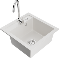 Mexen Vito 1-Becken-Granit-Spüle mit Mischbatterie Telma, Weiß - 6503-20-670200-00