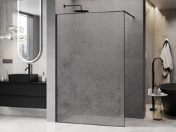 Mexen Kioto Duschwand Walk-in 160 x 200 cm, crackle transparent 12 mm, schwarz - 800-160-101-70-04-X