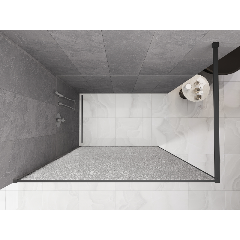 Mexen Kioto Duschwand Walk-in 150 x 200 cm, Crackle Transparent 12 mm, Gun Metal - 800-150-101-95-04-X