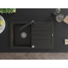 Mexen Bruno Granitspüle 1-beckig mit Abtropffläche und Küchenarmatur Duero, Schwarz/Gold Metallic - 6513-75-671600-70