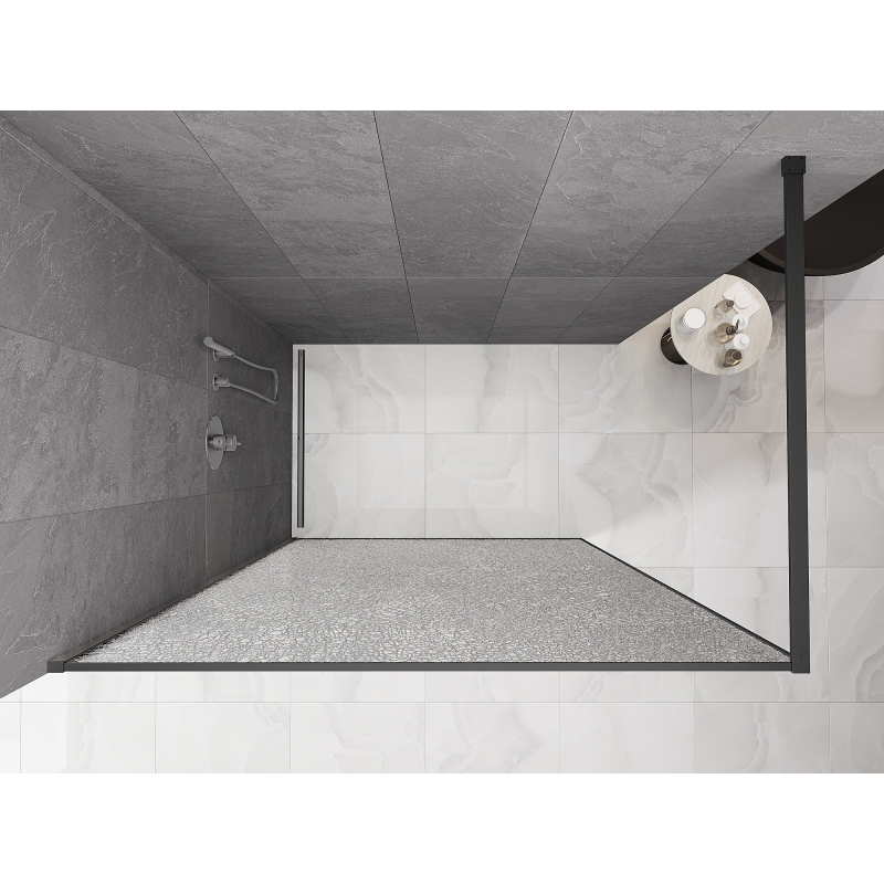 Mexen Kioto Duschwand Walk-in 90 x 200 cm, transparentes Crackle 12 mm, Gun Metal - 800-090-101-95-04-X