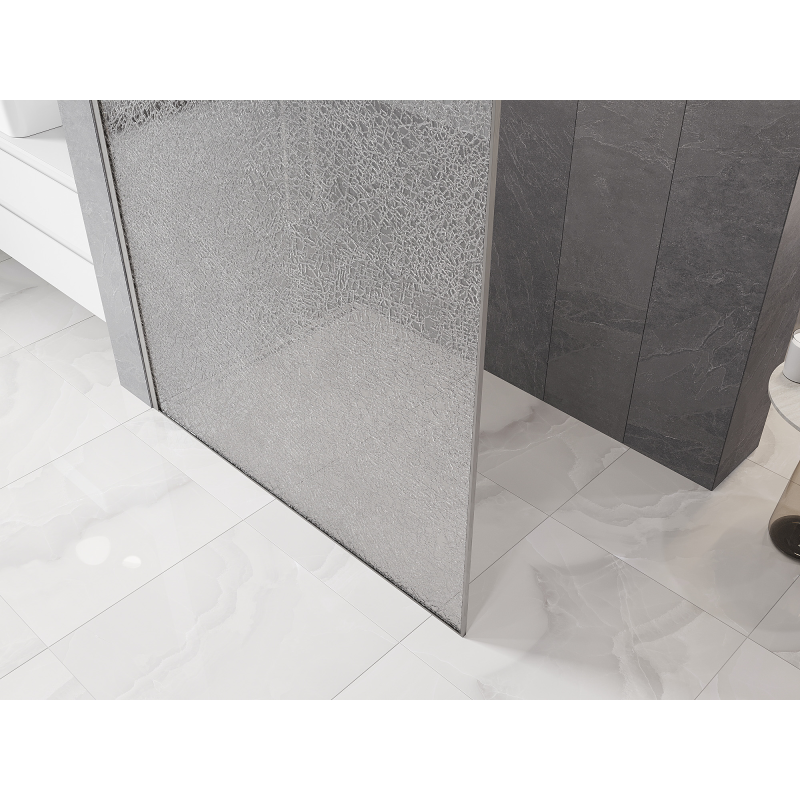 Mexen Kioto Duschwand Walk-in 110 x 200 cm, crackle transparent 12 mm, gebürsteter Nickel - 800-110-101-97-04-X