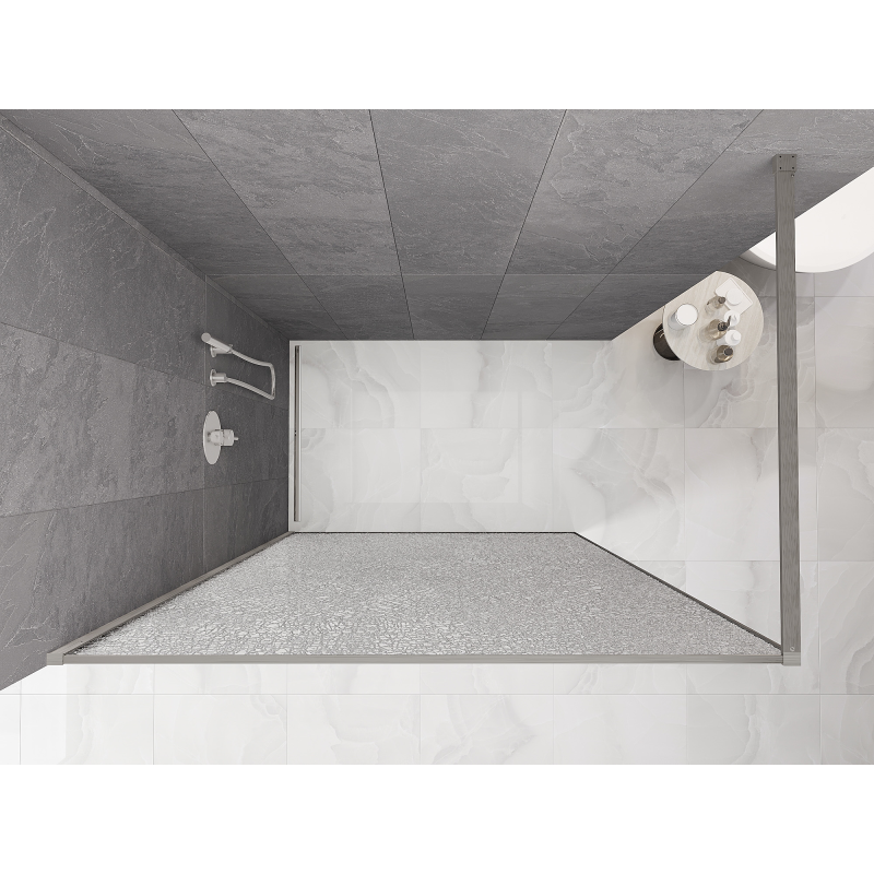 Mexen Kioto Duschwand Walk-in 100 x 200 cm, crackle transparent 12 mm, gebürstetes Nickel - 800-100-101-97-04-X