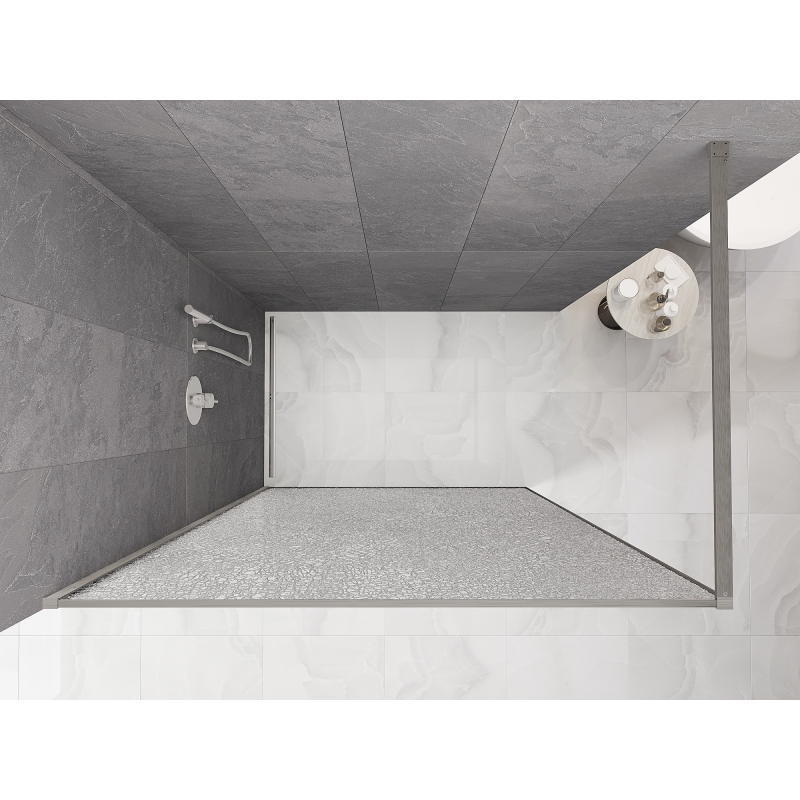 Mexen Kioto Duschtür Walk-in 130 x 200 cm, crackle transparent 12 mm, gebürsteter Nickel - 800-130-101-97-04-X