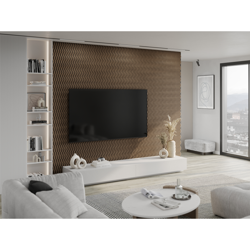 Mexen Lam-SF 02 Akustische Wandlamellen 280 x 30 cm, Filz 9 mm, technisches Furnier, Dunkle Walnuss - S106-280-02-044