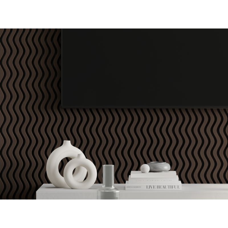 Mexen Lam-SF 02 Akustische Wandlamellen 280 x 30 cm, Filz 9 mm, technisches Furnier, Mocca Eiche - S106-280-02-045