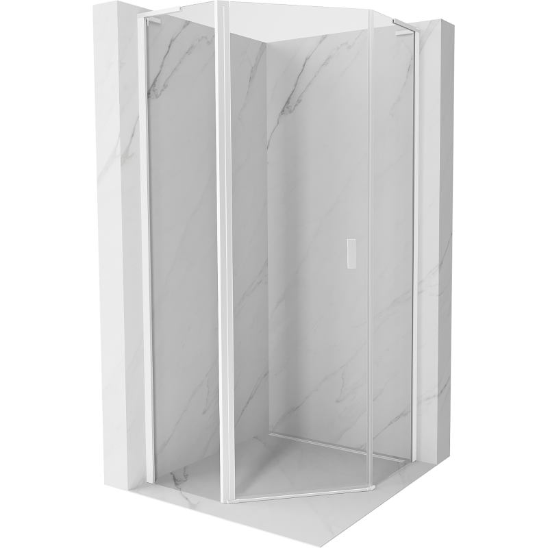 Mexen Mist L fünfeckige Duschkabine klappbar 100 x 100 cm, transparent, weiß - 8A8L-100-100-20-00