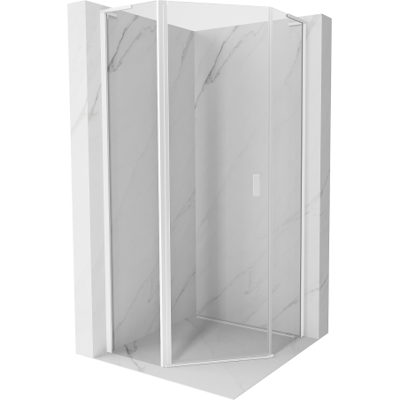 Mexen Mist L fünfeckige Duschkabine klappbar 100 x 100 cm, transparent, weiß - 8A8L-100-100-20-00