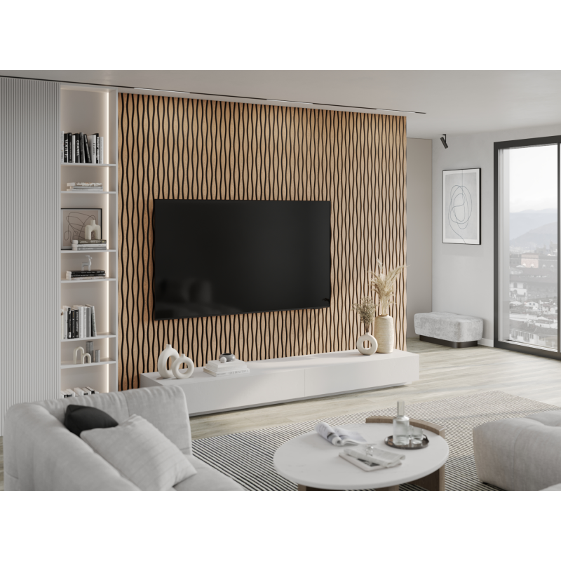 Mexen Lam-SF 01 Lam-SF 26 akustische Wandpaneele 280 x 30 cm, Filz 9 mm, Technisches Furnier, Gebleichte Eiche - S106-280-26-040