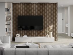 Mexen Lam-SF 01 Lam-SF 26 Akustik-Wandpaneele 280 x 30 cm, Filz 9 mm, technisches Furnier, Dunkle Walnuss - S106-280-26-044