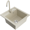 Mexen Vito Granitspüle 1-beckig mit Küchenarmatur Telma, beige - 6503-69-670200-69