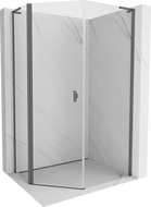Mexen Mist L asymmetrische fünfeckige Duschkabine mit Schwingtür 80x90 cm transparent gun gray gebürstet - 8A8L-080-090-66-00