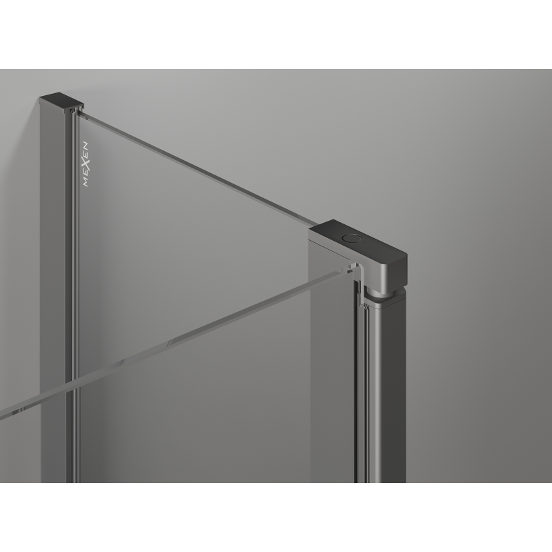 Mexen Mist L fünfeckige Duschkabine mit Drehtür 90 x 90 cm, transparent, Gun Metal - 8A8L-090-090-95-00