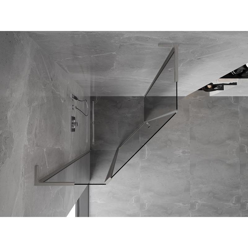 Mexen Mist L fünfeckige Duschkabine zum Aufklappen 80 x 80 cm, transparent, gebürstetes Nickel - 8A8L-080-080-97-00