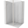 Mexen Mist L asymmetrische fünfeckige Duschkabine mit Schwingtür 90 x 80 cm transparent gebürsteter Nickel
