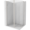 Mexen Mist L fünfeckige asymmetrische Duschkabine mit Schwingtür 100 x 80 cm transparent gebürsteter Nickel