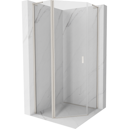 Mexen Mist L fünfeckige Duschkabine mit Drehöffnung 90 x 90 cm, transparent, gebürsteter Nickel - 8A8L-090-090-97-00