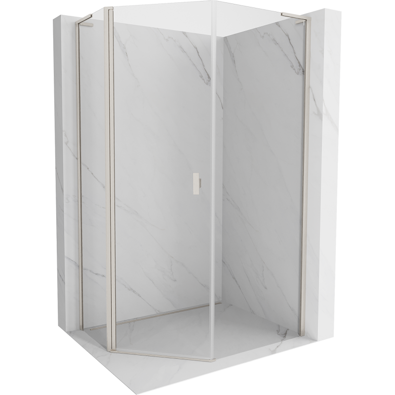 Mexen Mist L asymmetrische fünfeckige Duschkabine zum Öffnen 80 x 100 cm transparent gebürstetes Nickel - 8A8L-080-100-97-00