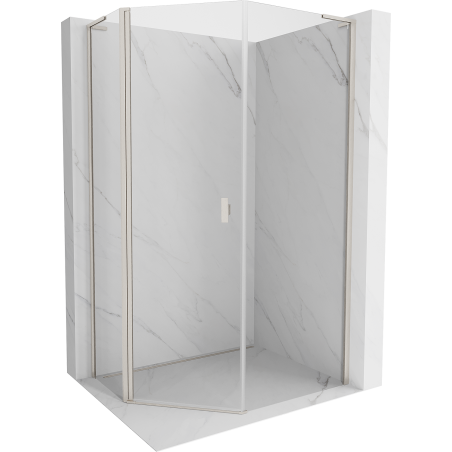 Mexen Mist L asymmetrische fünfeckige Duschkabine zum Öffnen 80 x 100 cm transparent gebürstetes Nickel - 8A8L-080-100-97-00