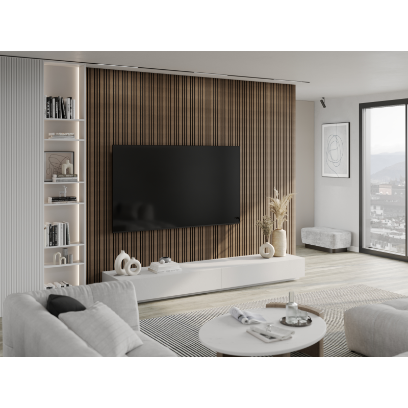 Mexen Lam-F Slim 01 Akustische Wandpaneele 280 x 36,5 cm, Filz 9 mm, technisches Furnier, Dunkle Walnuss - S107-280-01-044