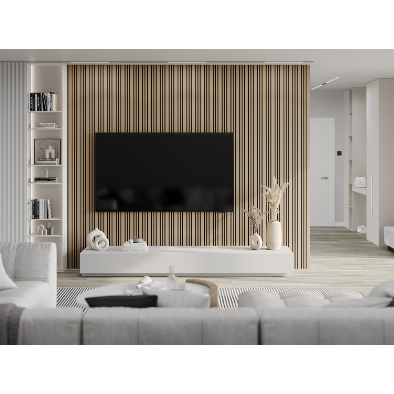 Mexen Lam-F Slim 01 Akustik-Wandpaneele 280 x 36,5 cm, Filz 9 mm, Technisches Furnier, Helle Walnuss - S107-280-01-047
