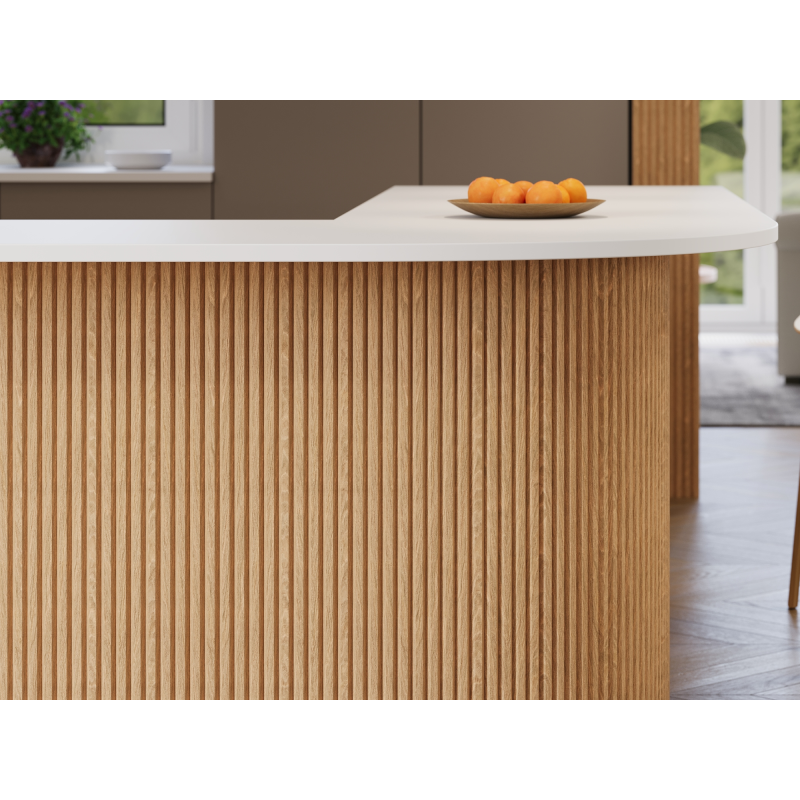 Mexen Ovalo 02 Gerillte elastische Wandlamellen 280 x 36 cm, technisches Furnier, Gebleichte Eiche - S130-280-02-040