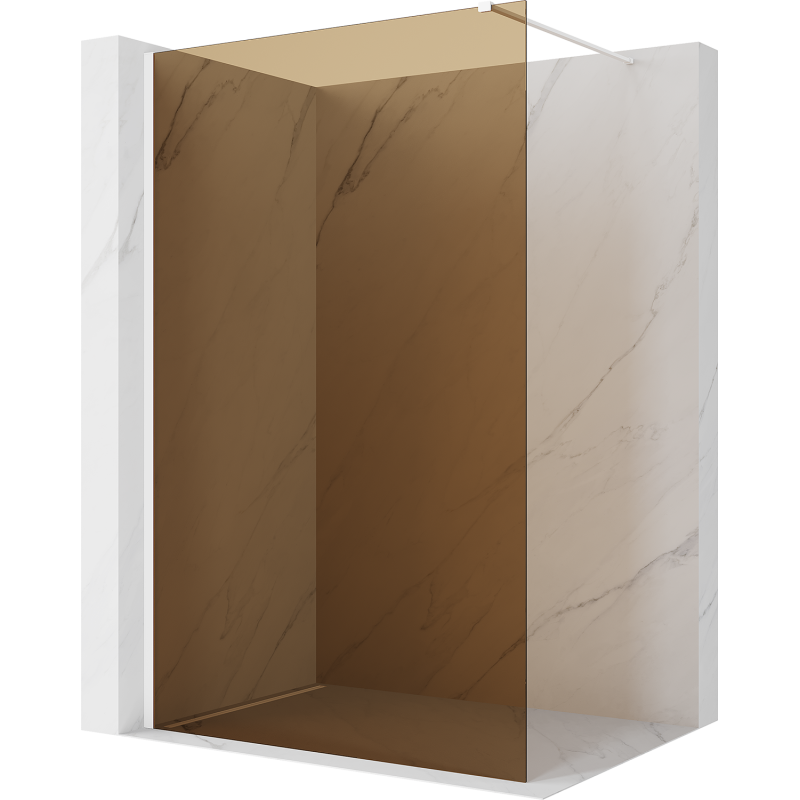 Mexen Kioto Duschwand Walk-in 90 x 200 cm, Bronze 8 mm, Weiß - 800-090-101-20-32