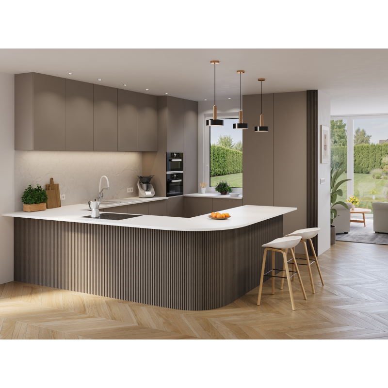 Mexen Ovalo 02 Geriffelte elastische Wandlamellen 280 x 36 cm, technisches Furnier, Graue Eiche - S130-280-02-043