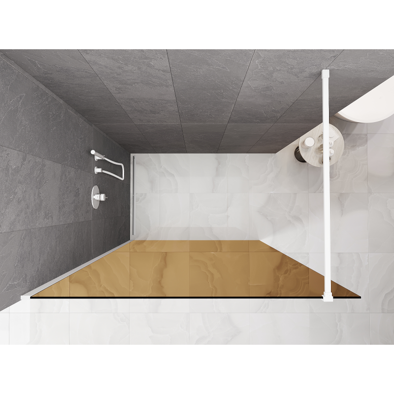 Mexen Kioto Duschwand Walk-in 100 x 200 cm, Bronze 8 mm, Weiß - 800-100-101-20-32