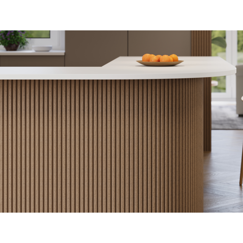 Mexen Ovalo 02 Gerillte flexible Wandpaneele 280 x 36 cm, technisches Furnier, Helles Nussbaum - S130-280-02-047