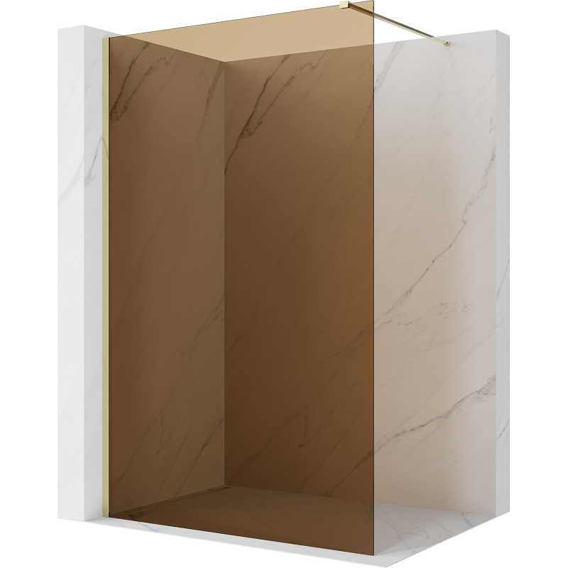 Mexen Kioto Duschwand Walk-in 70 x 200 cm, Bronze 8 mm, Gold - 800-070-101-50-32