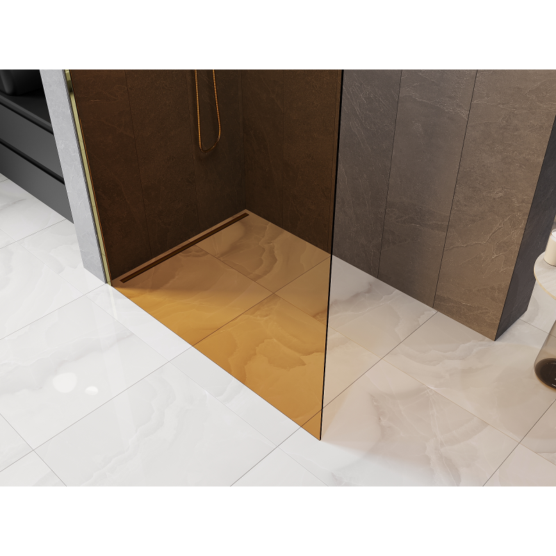 Mexen Kioto Walk-in Duschwand 80 x 200 cm, Bronze 8 mm, Gold - 800-080-101-50-32