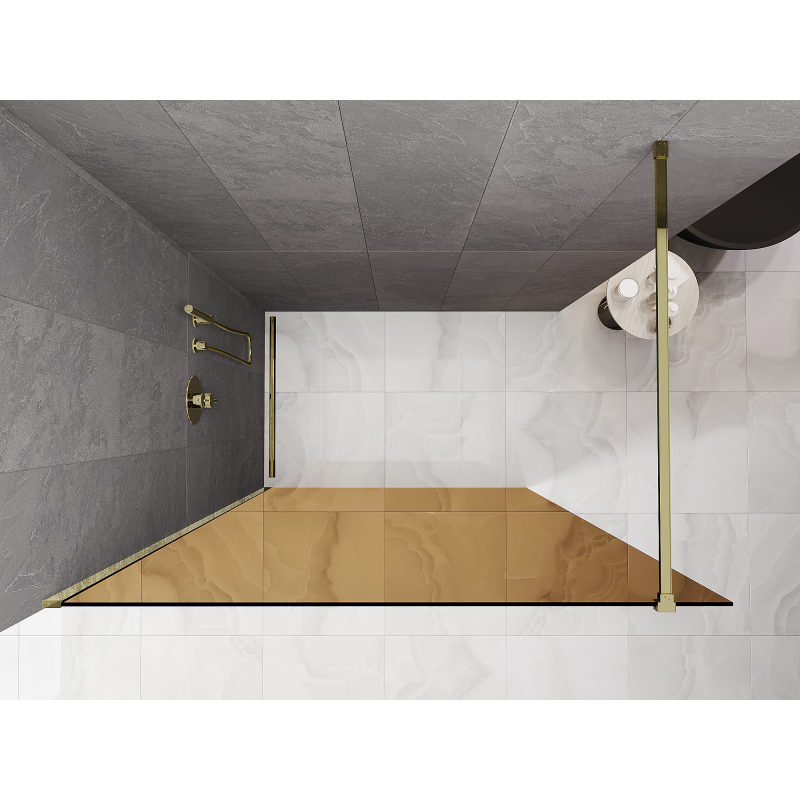 Mexen Kioto Duschwand Walk-in 130 x 200 cm, Bronze 8 mm, Gold - 800-130-101-50-32