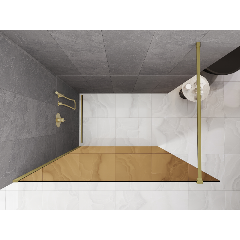 Mexen Kioto Duschwand Walk-in 80 x 200 cm, Bronze 8 mm, gebürstetes Gold - 800-080-101-55-32